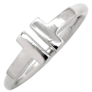 ティファニー リング 指輪 Tワイヤー K18WG シルバー Au750 18K 18金  中古