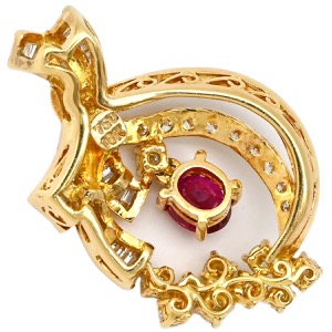 ペンダントトップ ルビー ダイヤ ペンダントトップ K18YG ゴールド ペンダントヘッド 750 YG  中古