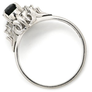 リング 指輪 ブルーサファイア ダイヤリング Pt900 シルバー 青  中古