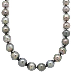 ネックレス 黒蝶パール シルバー シルバー 37石 真珠 SV グレー 中古