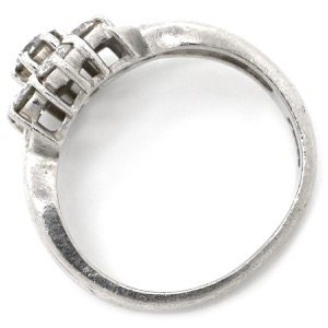 リング 指輪 ダイヤリング Pt900 シルバー 7P 7粒 フラワーモチーフ 中古