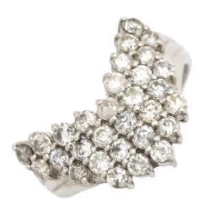 リング 指輪 ダイヤリング Pt900 シルバー V字 Vライン  中古