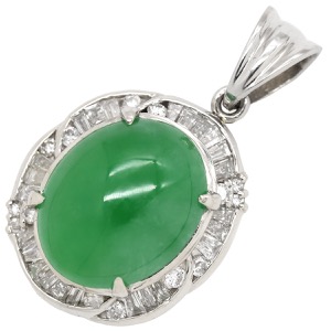 ペンダントトップ ヒスイ ダイヤ Pt900 シルバー 翡翠 緑  中古