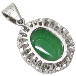 ペンダントトップ ヒスイ ダイヤ Pt900 シルバー 翡翠 緑  中古