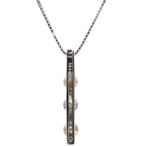 ネックレス 3P ブラウンダイヤペンダント K18WG シルバー 750 18K 3石  中古