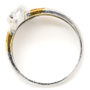 リング 指輪 ダイヤリング Pt900 シルバー コンビリング 1Pダイヤ  中古