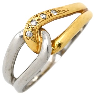 リング 指輪 ダイヤ コンビリング K18YG ゴールド 4Pダイヤ   中古