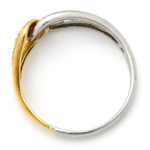 リング 指輪 ダイヤ コンビリング K18YG ゴールド 4Pダイヤ   中古