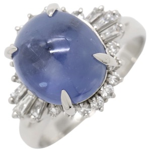 リング 指輪 ブルースターサファイア ダイヤリング Pt900 シルバー 青  中古