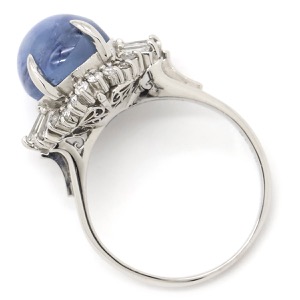 リング 指輪 ブルースターサファイア ダイヤリング Pt900 シルバー 青  中古