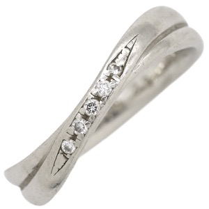 リング 指輪 ダイヤリング Pt900 シルバー 5P イニシャル・日付刻印あり  中古