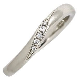 リング 指輪 ダイヤリング Pt950 シルバー トレセンテ イニシャル刻印あり プラチナ Pm950 ダイヤモンド  中古