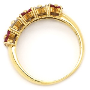 リング 指輪 ルビー ダイヤリング K18YG ゴールド レッド 赤 花モチーフ  中古