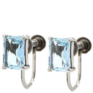 イヤリング アクアマリン Pt900 シルバー バケットミックスカット  中古