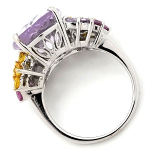 リング 指輪 アメシスト サファイア K18WG シルバー 中古