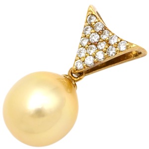 ペンダントトップ パール ダイヤ K18YG ゴールド 白蝶パール  中古