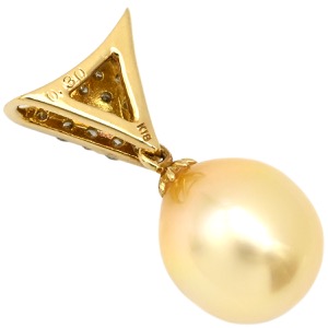 ペンダントトップ パール ダイヤ K18YG ゴールド 白蝶パール  中古