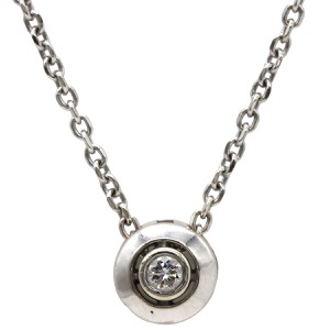 ネックレス ダイヤペンダント K14WG シルバー 1P 1粒 585WG  中古