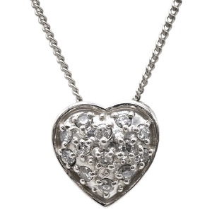 ネックレス Pt900 シルバー Pt900×Pt850 コンビ ハート ダイヤ ペンダント   中古