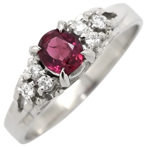 リング 指輪 ルビー ダイヤ リング Pt900 シルバー レッド 赤 プラチナ  中古