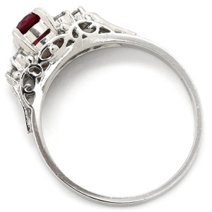 リング 指輪 ルビー ダイヤ リング Pt900 シルバー レッド 赤 プラチナ  中古