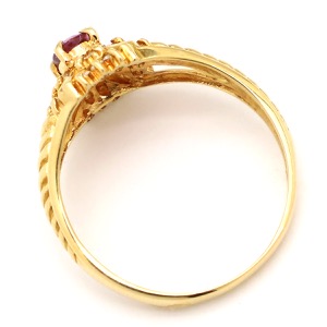 リング 指輪 ルビー ダイヤリング K18YG ゴールド レッド 赤  中古