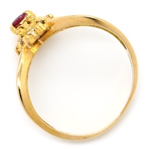 リング 指輪 ルビー ダイヤ リング K18YG ゴールド Au750 18K 18金 レッド 赤  中古