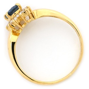 リング 指輪 ブルーサファイア ダイヤ K18YG ゴールド 青  中古