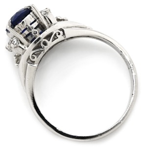 リング 指輪 ブルーサファイア ダイヤ リング Pt900 シルバー 青 プラチナ  中古