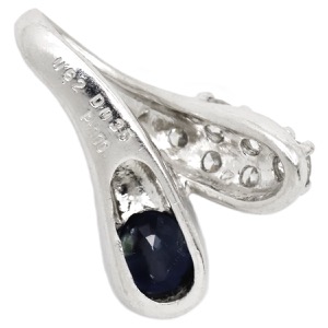 ペンダントトップ Pt900 シルバー ネックレストップ チャーム プラチナ900 サファイア ブルー 青 ダイヤ 6P 6粒  中古