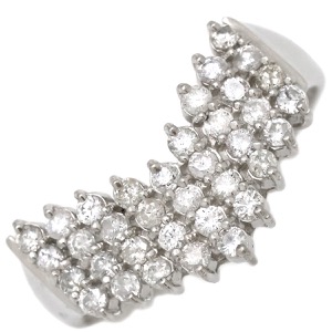 リング 指輪 ダイヤリング Pt900 シルバー V字 Vライン  中古