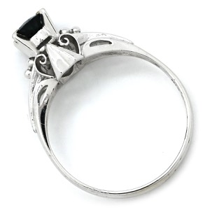 リング 指輪 ブルーサファイア リング K10WG シルバー 立爪 10K 10金  中古