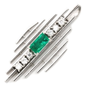 ペンダントトップ エメラルド ダイヤ Pt900 シルバー 中古