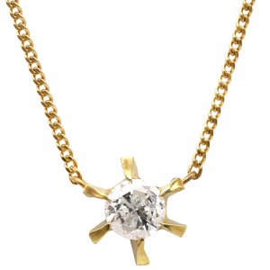 ネックレス ダイヤペンダント K18YG ゴールド 1P 1粒  中古