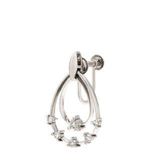 イヤリング ダイヤモンド 片耳イヤリング K10WG シルバー 10K 10金 Au 416 ホワイトゴールド ティアドロップ  中古