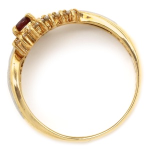 リング 指輪 ルビー ダイヤリング K18YG ゴールド Pt900 イエローゴールド プラチナ コンビ レッド 赤  中古