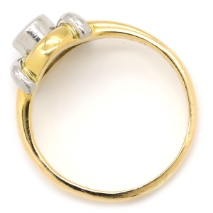 リング 指輪 ダイヤリング K18YG シルバー コンビリング 1Pダイヤ  中古