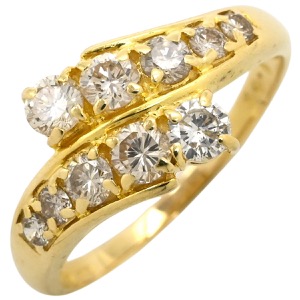 リング 指輪 ダイヤリング K18YG ゴールド 10P 10石  中古