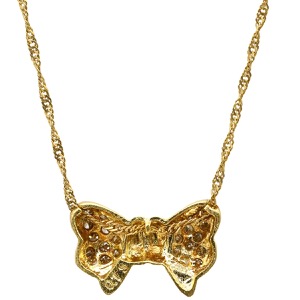 ネックレス リボンモチーフ ダイヤペンダント K18YG ゴールド Au750 18K 18金  中古