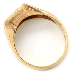 リング 指輪 印台 ダイヤリング K14YG ゴールド スクエア   中古