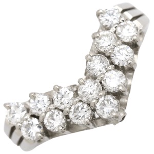 リング 指輪 ダイヤリング Pt900 シルバー V字 Vライン  中古