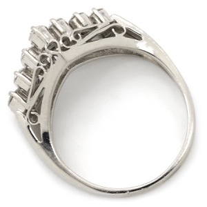 リング 指輪 ダイヤリング Pt900 シルバー V字 Vライン  中古