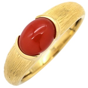 リング 指輪 珊瑚 リング K18YG ゴールド 赤 サンゴ  中古