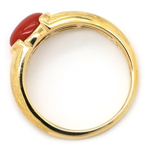 リング 指輪 珊瑚 リング K18YG ゴールド 赤 サンゴ  中古