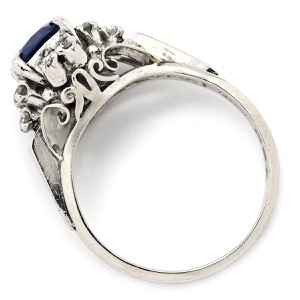 リング 指輪 ブルーサファイア ダイヤリング Pt900 シルバー 青  中古