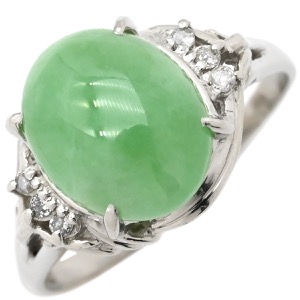 リング 指輪 ヒスイ ダイヤリング Pt900 シルバー 翡翠   中古