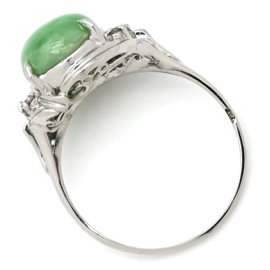 リング 指輪 ヒスイ ダイヤリング Pt900 シルバー 翡翠   中古