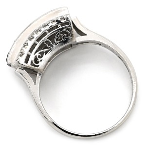 リング 指輪 ブルーサファイア ダイヤリング Pt900 シルバー 青 スクエアカット  中古