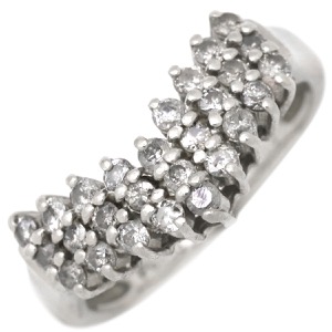 リング 指輪 ダイヤリング Pt900 シルバー V字 Vライン  中古