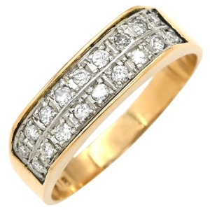 リング 指輪 コンビダイヤ リング K18YG ゴールド 一文字 18K YG Pt  中古